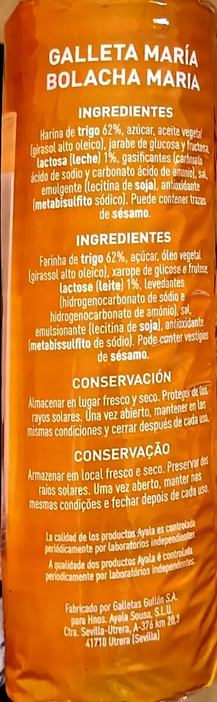 Galletas María Doradas Ayala 800g lado 1.webp