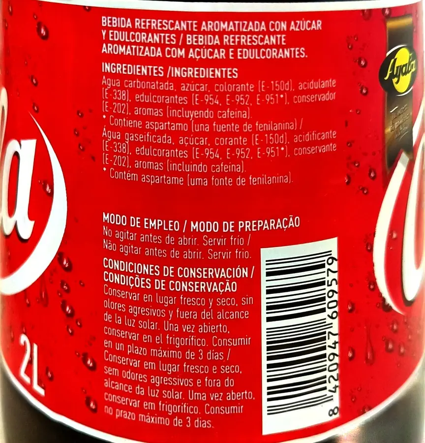 Refresco de cola Ayala 2L lado 1.webp