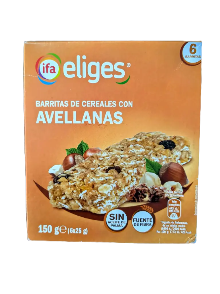 Barritas de cereales con avellanas 150g