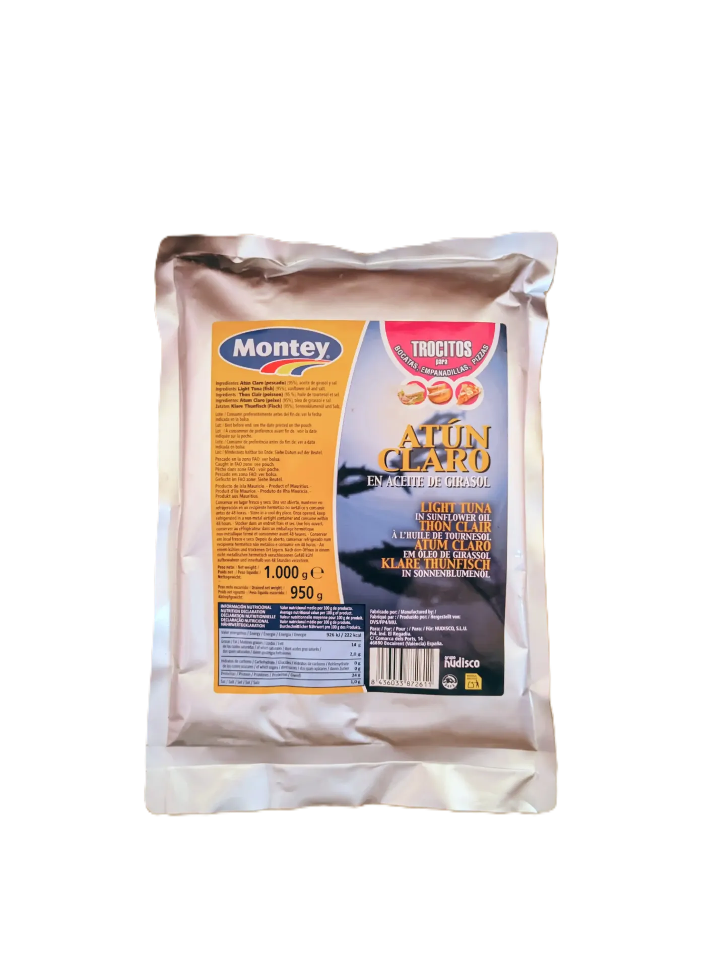 Atun claro en aceite de girasol 950g